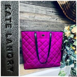 Kate Landry large hot pink fuchsia and black tote bag